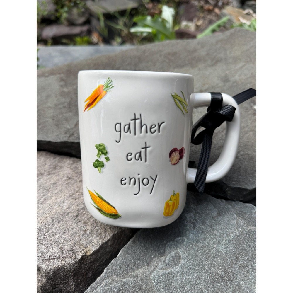 Rae Dunn Gather‎ Eat Enjoy Corn Carrot Onion Vegetable Harvest Mug New